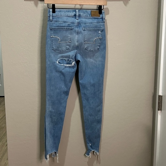 American Eagle Jeans Short Distressed Super Hi Rise Jegging Slim Vintage Skinny - Picture 5 of 13